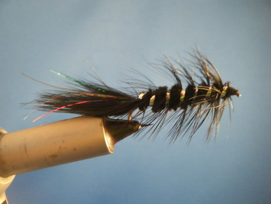 Black Woolly Bugger w-flash Size 6s-10s